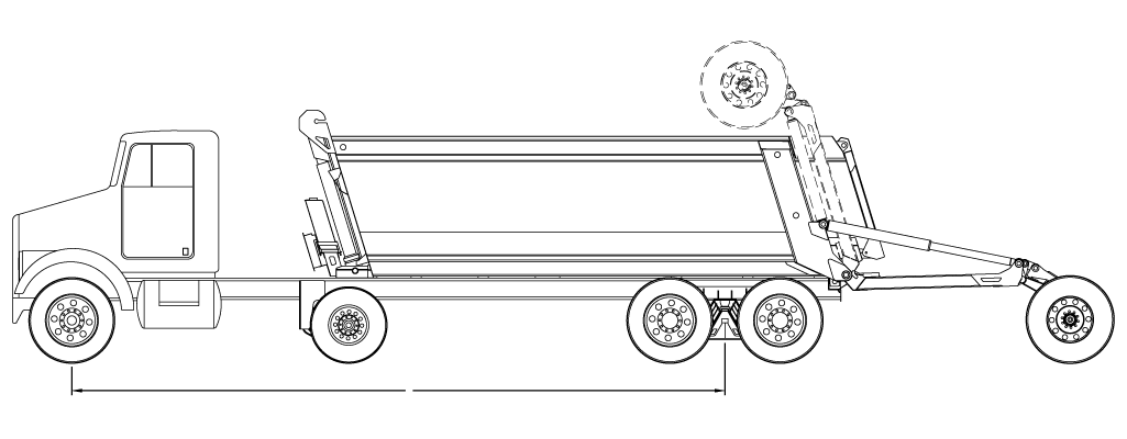 Bridge law example: 5-axle super dump truck with 318 inch wheelbase and 81,000 lbs GVW